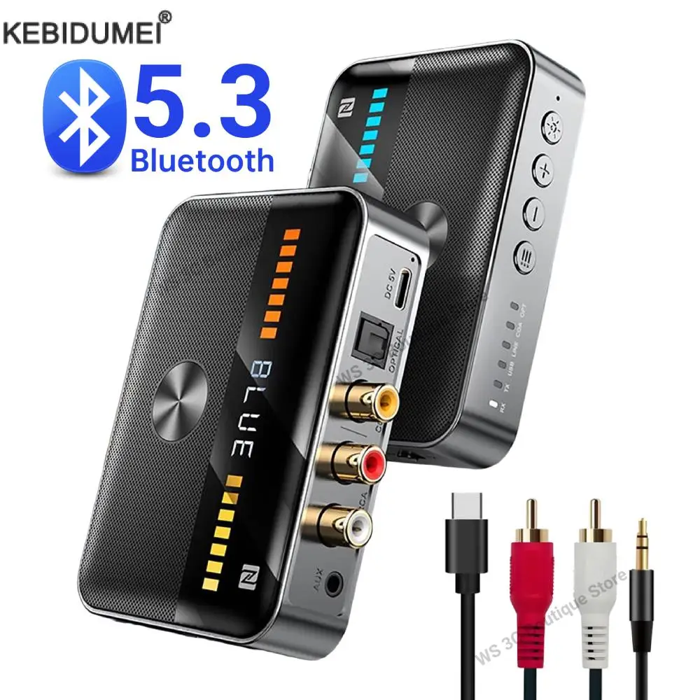 Bluetooth 5.3 Empfänger Sender NFC Audio Wireless Adapter 3,5 MM AUX RCA Koaxial Optischer DAC Konverter für TV PC Auto Lautsprecher Image
