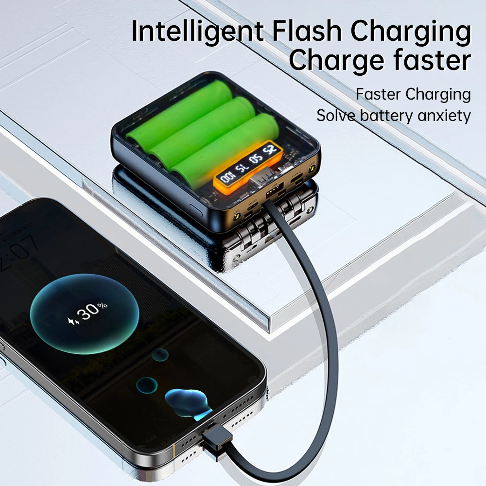 3*18650 Power Bank Fällen Batterie Lagerung Box 5V 2A USB Schnelle Ladung DIY Shell LED Nachtlicht für iPhone Xiaomi 18650 Batterie Box Image