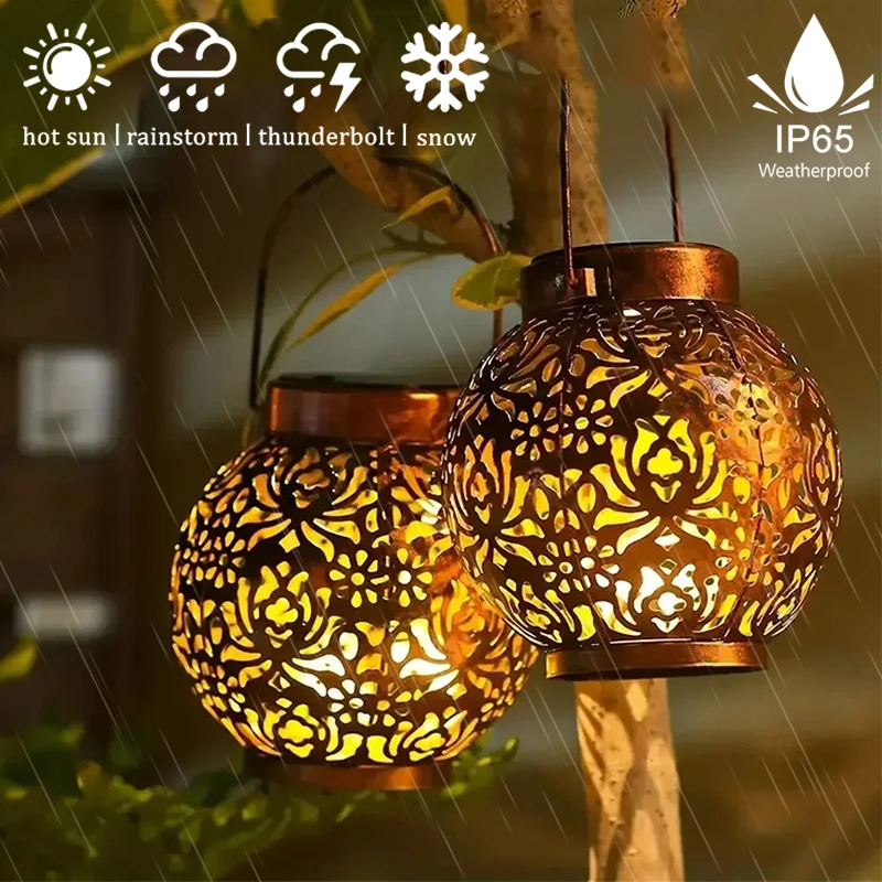 LED Außenhof Solar leuchten Garten Balkon Terrasse dekorative Landschaft hohl Eisen Kunst Projektor Lampe Ornament Anhänger