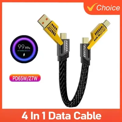 4 In 1 PD 65 W Multi USB Datenkabel Schlüsselanhänger USB C PD Schnellladekabel für iPhone 16 15 Max Image
