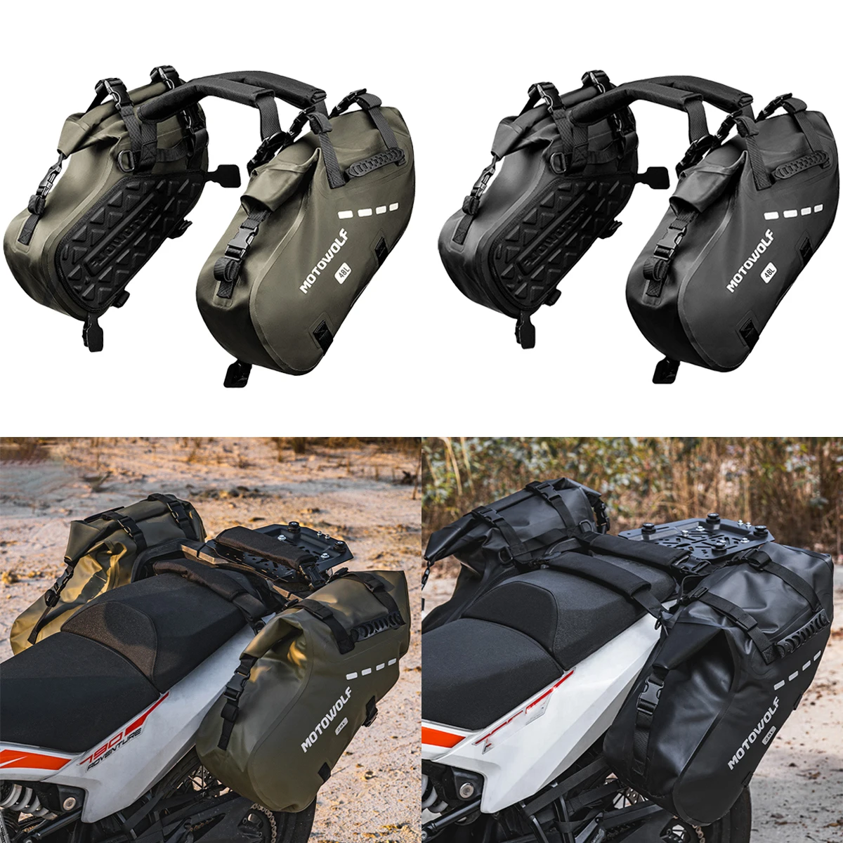 Motorrad Satteltasche 48L/28L/18L Wasserdichte Motorrad Seite Rücksitz Gepäcktasche Reise Trockentasche Gepäck Große Kapazität Image