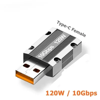 USB A zu USB Typ C Adapter Stecker USB 3,2 zu Buchse Typ C 120W Supers chn elles Laden 10 Gbit/s Image