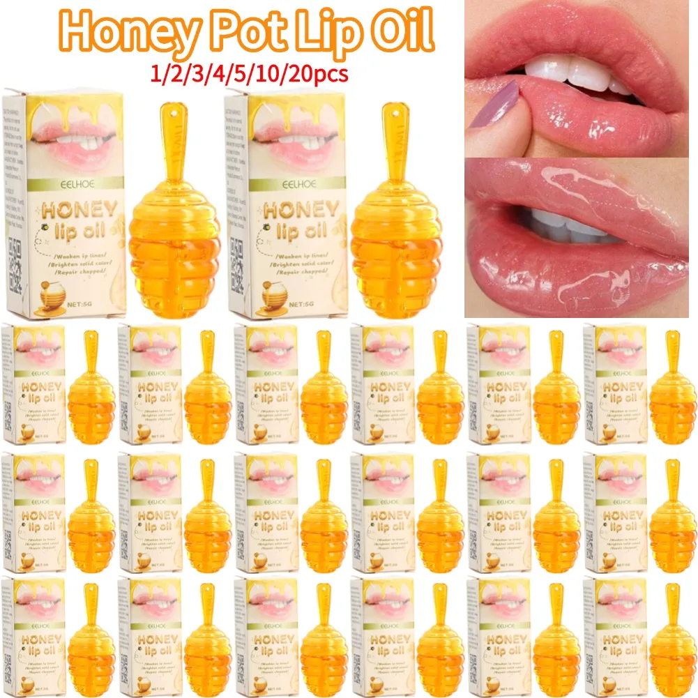 Honey Pot Lippenöl, Lipgloss, Lippenbalsam, langanhaltend, feuchtigkeitsspendend, klares Lippenöl, flüssiger Lippenstift, Lipgloss, Make-up-Kosmetik Image