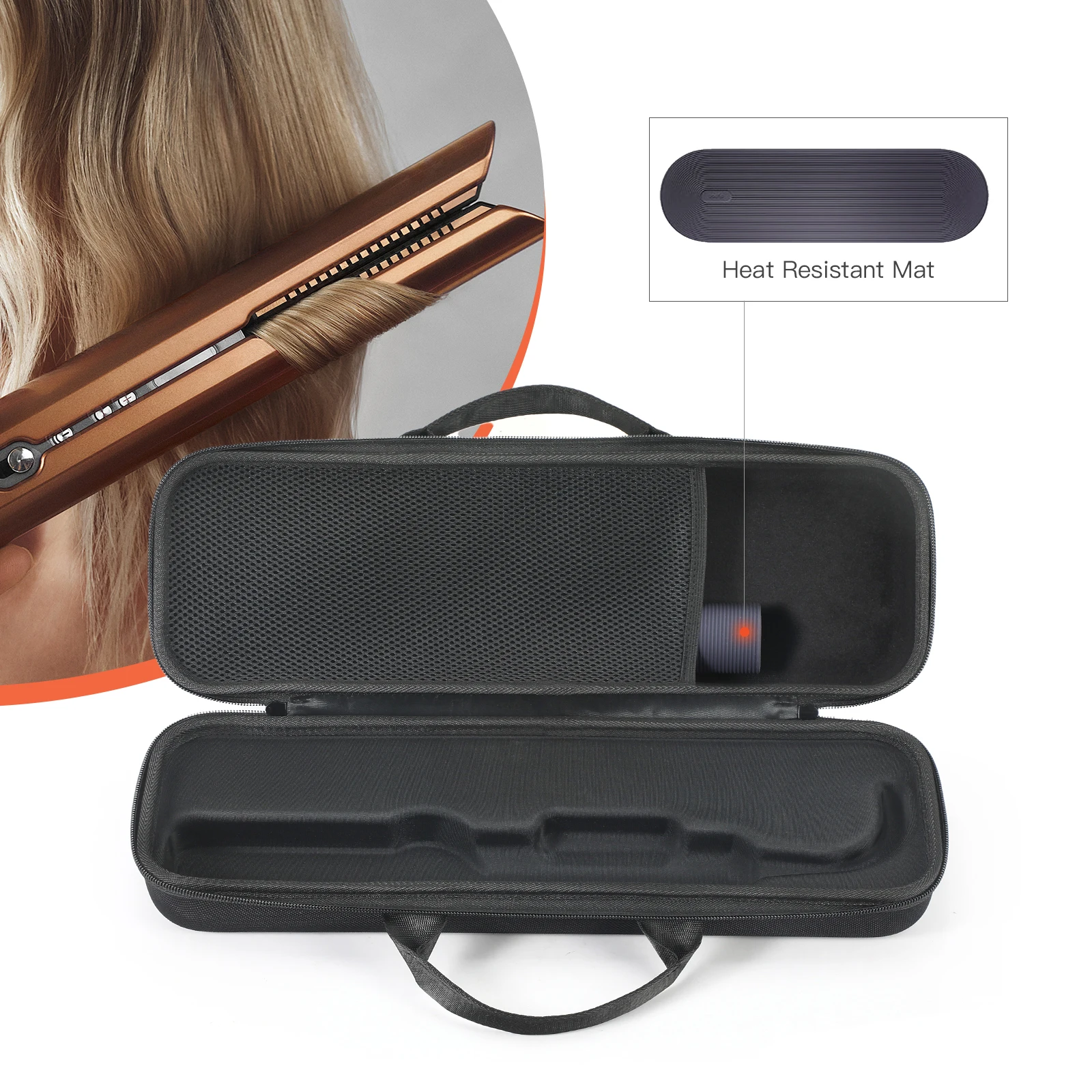 Tragbare Reise-Aufbewahrungstasche, stoßfeste Reise-Tragetasche, kratzfest, mit Netztasche für Dyson Airstrait HT01 Haarglätter Image