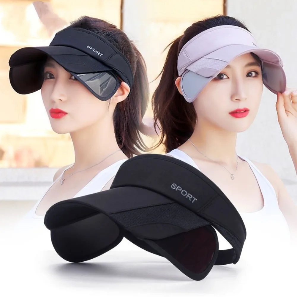 Top leere Tenniskappen, breite Krempe, Sonnenhut, Sommersport, Sonnenschutzhüte, UV-Schutz, Golfkappe, verstellbare Gürtel, Visiere für Damen Image