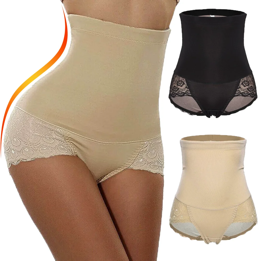 Hohe Taille Bauch Steuer Höschen Frauen Shapewear Panty Shaper Abnehmen Unterwäsche Kolben-heber Cincher Briefs Spitze Body Shaper Image