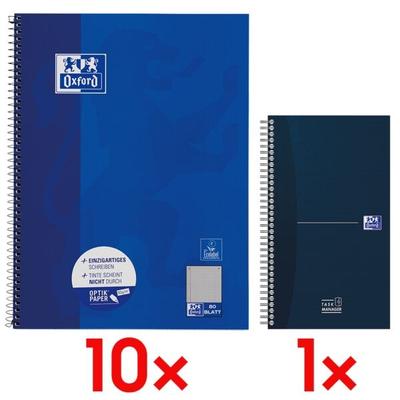 Oxford 10x Collegeblock A4 kariert inkl. Notizblock »Office Essentials Task Manager« weiß Image