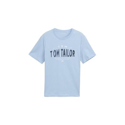TOM TAILOR Herren T-Shirt mit Logo-Print, blau, Uni, Gr. XXXL Image