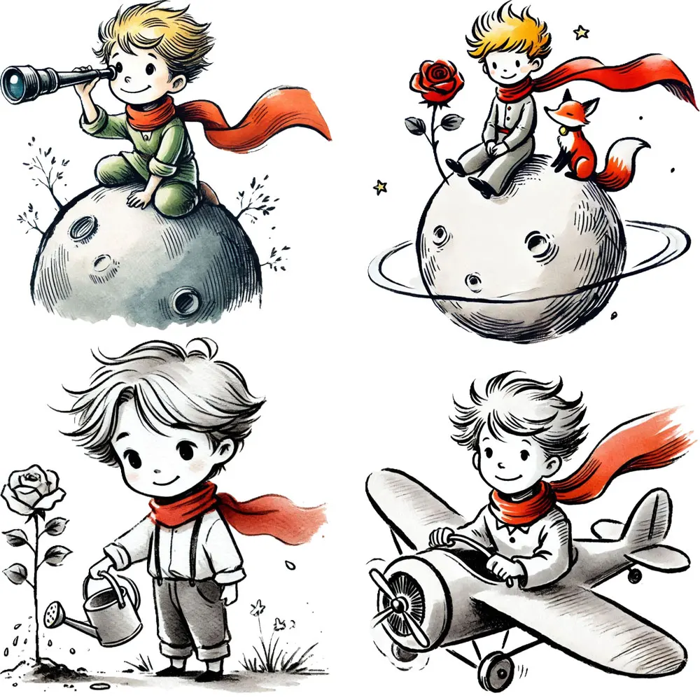 Toppe termoadesive Il Piccolo Principe per magliette Fai da te Piccolo Principe Volpe Rosa Fiore Trasferimento di calore per adesivi per vestiti per bambini Cartone animato