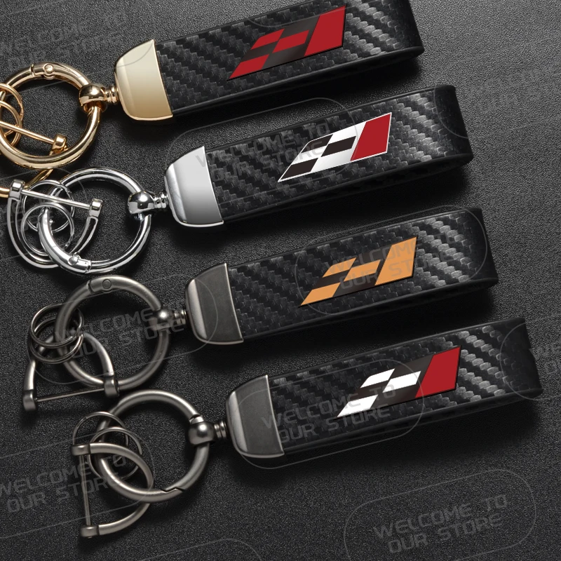Portachiavi in pelle per bandiera da corsa Logo Portachiavi Emblema Cordoba Tarraco Ibiza Leon VZ Ateca Mii FR Portachiavi con corda in fibra di carbonio per auto
