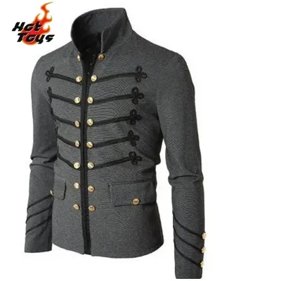 Veste à glissière de style gothique victorien pour hommes adultes manteau de chevalier médiéval
