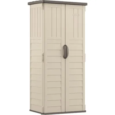 Outdoor Storage Shed with Reinforced Floor, Lockable Double Doors, All-Weather Construction, and Multi-Wall Panels, Vanilla