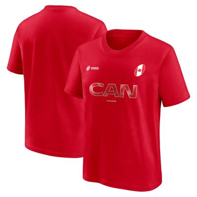Fan-Hoodie zur Rugby-Weltmeisterschaft 2025 für Damen Rugby-Weltmeisterschaft 2025 – Fan-T-Shirt mit Grafik – Kanada – Junior Image