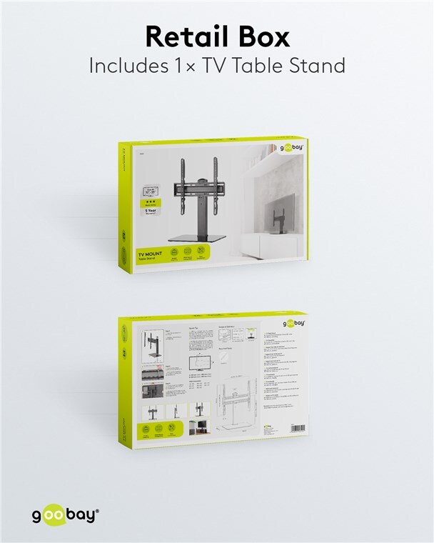 Goobay 58524 TV-Standfuß Basic Fix für Fernseher und Monitore zwischen 32 und 55 Zoll (81-140 cm), schwenkbar Image