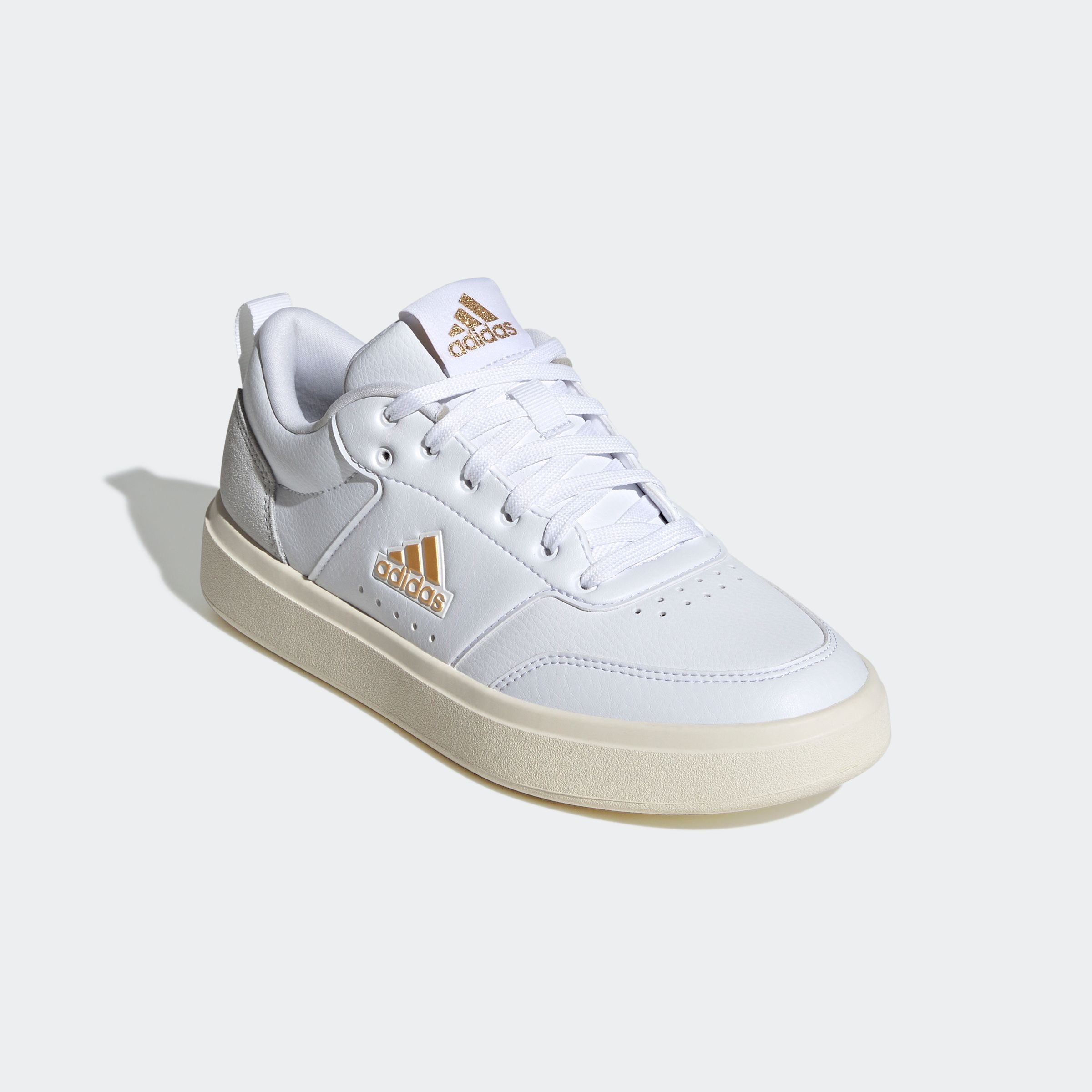 Sneaker ADIDAS SPORTSWEAR "PARK STREET", Gr. 40,5, weiß (cloud weiß, gold metallic, halo blau), Synthetik, Schuhe Sneaker