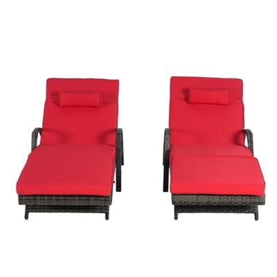 Premium Outdoor Reclining Lounge Set (2-Piece)‌– Wicker Sunbathing Chairs With Thick Cushions,150° Adjustable Backrest