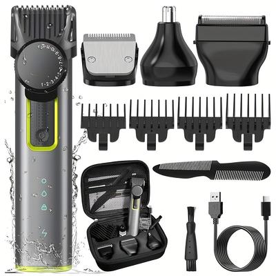 TEMU 4-in-1 Adjustable Hairdresser Trimmer Set, Multifunctional Usb Charging Electric Shaver, Beard Body Nose Face Cutting , Electric Image