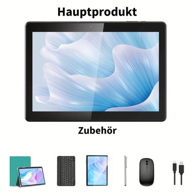 "TEMU Qddq 13 Tablet With Keyboard, 10.1" 2-in-1 Led Display, 256gb Storage, 12gb , Wi-fi, 2.4g/5g, 1280x800 Ips, Cpu/gpu, -g52, Usb-c Charging, 2tb Expandable, Includes Case, Mouse, Stylus - Tb02" Image