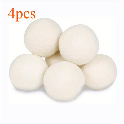 TEMU 4-pack Wool Laundry Balls, Reusable & Moisture-proof, Absorbent & Static-free, Fluffy Felt Drying Balls For Clothes, Anti- Household Cleaning Supplies Image