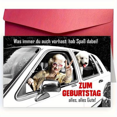 "TEMU 1pc, Funny German Birthday Card With Envelope (12cm*18cm), For Friend, , Son, Daughter, Dad, Mother, Suitable For Birthday Party, Holiday, New Year, " , "" Image