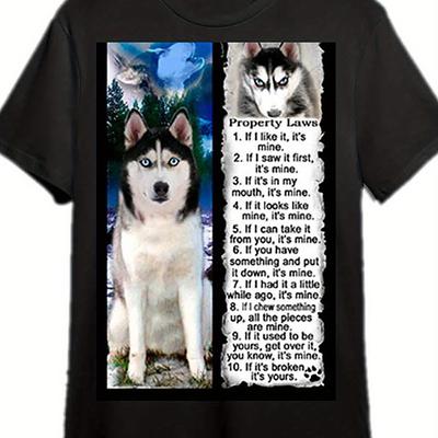 TEMU [] Men's Husky Graphic T-shirt - Casual Crew Neck Short Sleeve Tee With Humorous Dog Quotes, Stretch, For All , Husky Dog Themed Items Image
