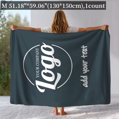 TEMU Custom Business Logo Flannel Blanket - Appreciation Gift For Retirement, Soft Throw For Bed, Sofa, Travel & Camping Image