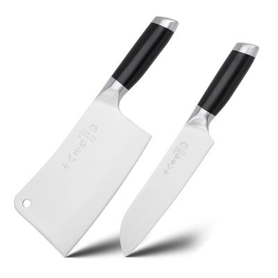 TEMU Shi Zuo 2pcs Professional Kitchen Knife Set, Meat Knife Bone Chopper Chef Knife With Ergonomic Handle Image