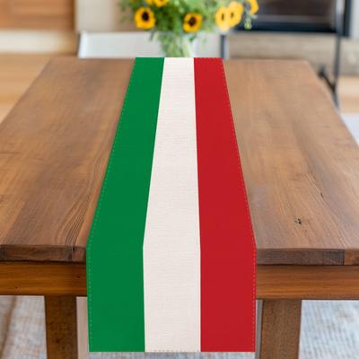 TEMU 1pc Italian Style Polyester Table Runner - , White & Red Striped Design For Kitchen, Dining Room, Porch, And Office Decor, Office Table Decor | Decor | Durable Tablecloth, Dining Table Decoration Image