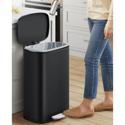 TEMU Waste Bin 50 L, Kitchen Waste Bin, Kitchen Trash Can With Lid And Inner Bin, Steel, Odor Sealing, Rust-resistant, Softclose Lid, Reinforced Inner Bucket Image