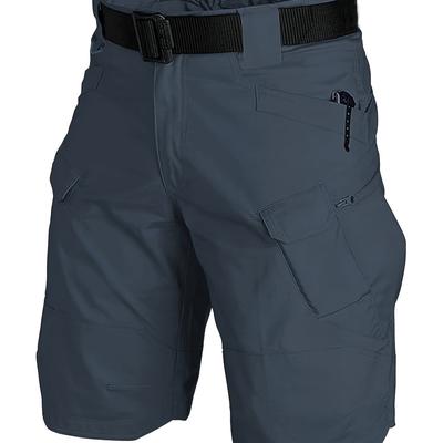 TEMU Men's Tactical Cargo Shorts, Solid Color, Multi-pockets, Suitable For Outdoor Hiking And Adventure, Summer Version, Without Belt Image