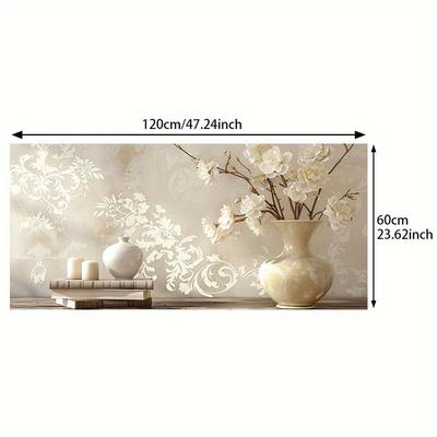 TEMU 1pc Elegant Floral & Canvas Art, 23.62x47.24in - Wall Decor For Living Room & Bedroom, Nature-, Aesthetics, Room Decor Image
