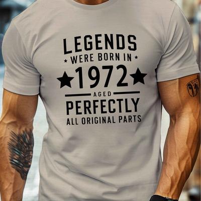 TEMU 1972 Print, Men's Short Sleeve Crew Neck T-shirt, A Relaxed And Lightweight Top Summer. Image