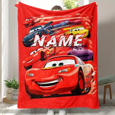 TEMU Lightning & Flannel Blanket - Soft, Warm, Lightweight, With Vibrant Cars Characters - Sofas, Beds, Travel, Camping, Living Rooms, Offices - 80x120cm, 130x150cm, 150x200cm Image