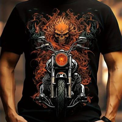 TEMU Graphic Print Tees For Men, Casual Short Sleeve T-shirt For Summer Cotton Printed Shirts Image