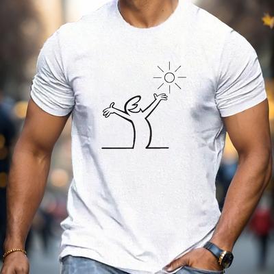 TEMU 2025 Print, Men's Crew Neck Short Sleeve T-shirt, Comfortable And Soft For Summer Casual Wear And Outdoor Activities Image