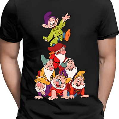 TEMU Dwarfs T-shirt. Fashionable Cotton Men And Women's Unisex Short Sleeve, Round Neck For A . Perfect As A Women's Summer T-shirt, And A Great Birthday Gift For . Image