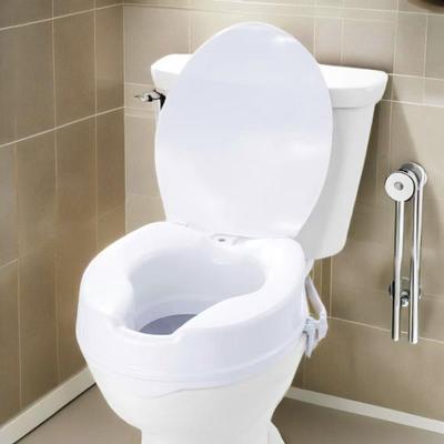TEMU 4 Inch Raised Toilet Riser For Elderly And Pregnant 300 Lbs Weight Capacity With Screw Rod Locking System And Attached Toilet For Handicap And Use Image