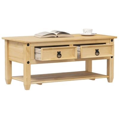 TEMU Coffee Table With Drawers Style 100x48x45 Cm Solid Pine Wood Image