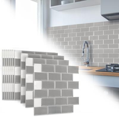 TEMU Kitchen Tile Stickers10 Sheets Tile Stickers 3d Self Adhesive Tiles Wall Stickers For Bathroom Ceiling Tiles Kitchen, Marble, Type F Image