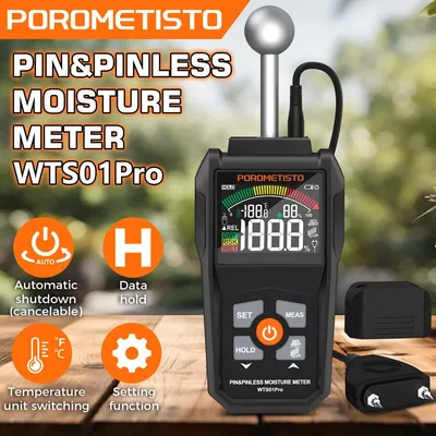 2IN1 Digital Wood Moisture Meter Pin&Pinless Wood Humidity Tester 0~99.9% Timber Damp Wood Detector with LCD Display Hygrometer