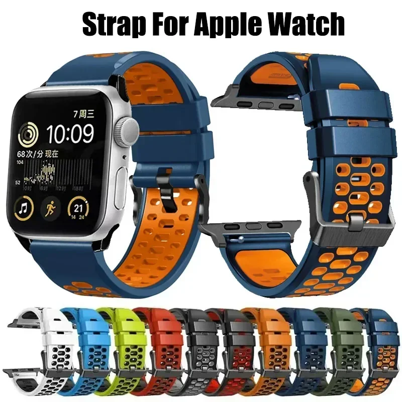 Sport-Silikonarmband für Apple Watch Ultra 49 mm, Sportarmband für IWatch Serie 10, 9, 8, 7, SE 6, 45 mm, 44 mm, 42 mm, Armband-Armbänder Image