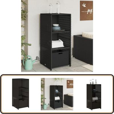 Vidaxl - Gartenschrank Schwarz 50x55x115 cm Poly Rattan - Outdoor-Schrank - Gartenschrank Image