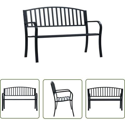 Gartenbank 125 cm Schwarz Stahl - Gartenzitmöbel - Gartenbank - Metallbank - Stahlausstattung Image