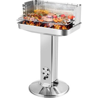 Edelstahl Holzkohlegrill Säulengrill Trichtergrill Standgrill Holzkohle Grill BBQ für Camping Garten Image