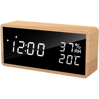 Digitaler Wecker aus Holz, elektronischer Wecker mit 3 Alarmeinstellungen, USB-betriebener Image