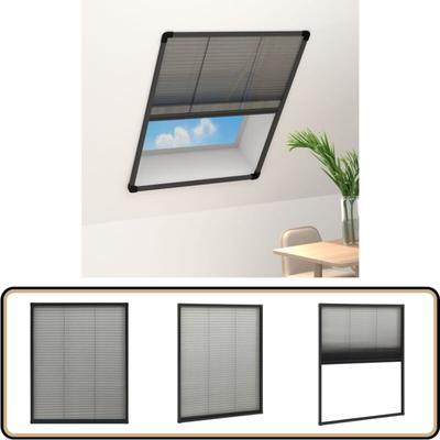 Insektenschutz-Plissee für Fenster Aluminium Anthrazit 80x100cm - Dachfensterschutz Image