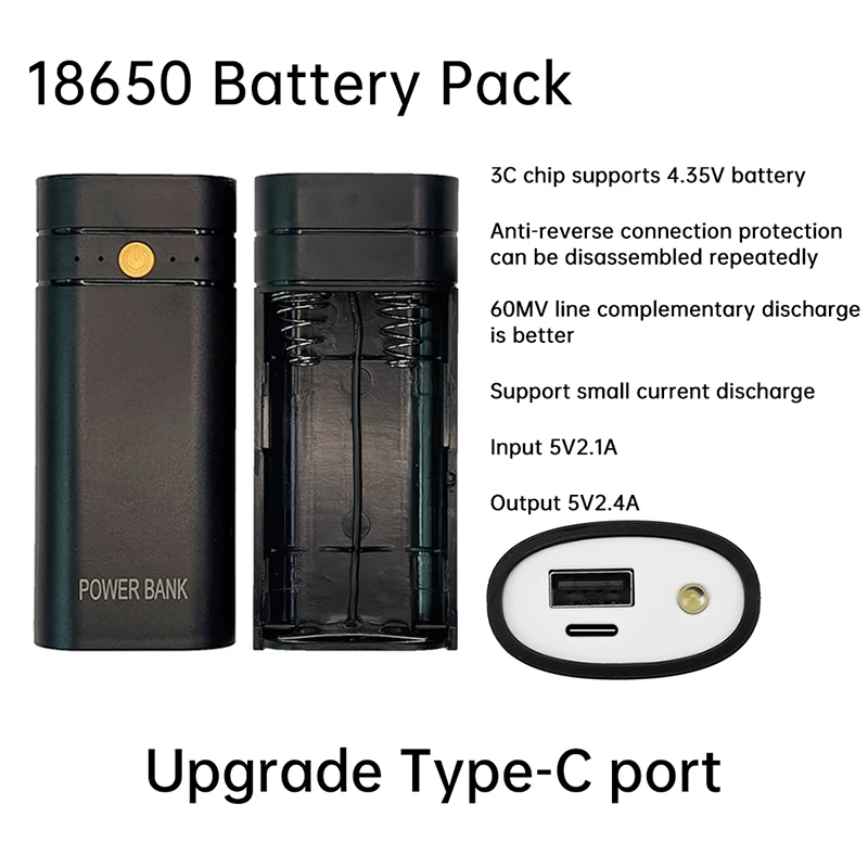 2X 18650 Typ-C USB Power Bank Batterie Ladegerät Fall DIY Batterie Box für Telefon Elektronische Aufladung Ohne Batterien 5V 2A Image