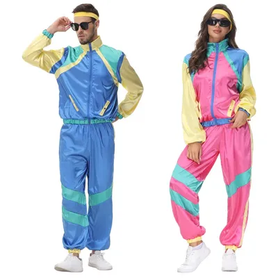 80er 90er Jahre Muschel anzug Party kleid Kostüm Retro Trainings anzug 90er Hip Hop Kostüme 80er Image