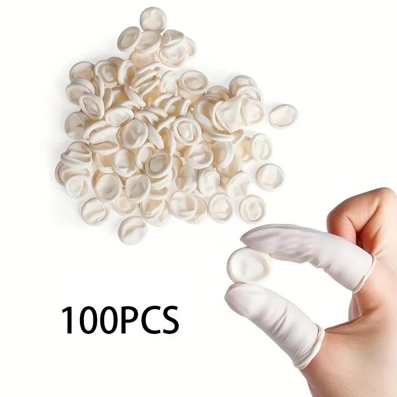 100 Stück Einweg-Fingerspitzen-Schutzhandschuhe aus Naturkautschuk, rutschfest, antistatisch, Latex-Fingerlinge, Fingerspitzen, langlebiges Werkzeug Image