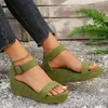 2025 neue Sommer frauen Sandalen Mode Schnalle Schuhe Offene spitze Keil Casual Schuhe Frauen Plus Größe 43 Aqua plattform sandalen Frauen